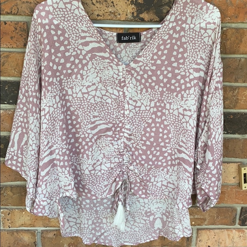 Printed top with tie embellishment